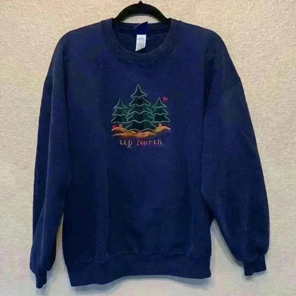 oarsman 913 Tops - Oarsman 913 navy Up North crew neck sweatshirt sz XL lake life grandmacore cozy